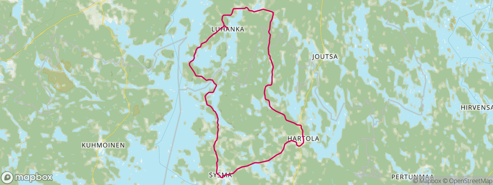 Retkipyöräreitti Sysmä - Luhanka - Tammijärvi - Hartola - Sysmä